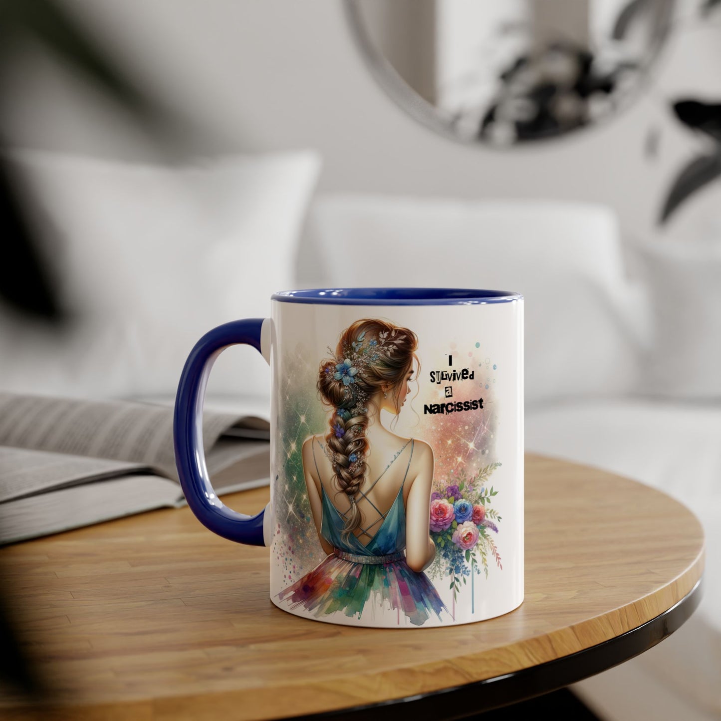 Beautiful Artistic Accent Mug - Unique Coffee Cup for Women, Gift for Her, Bohemian Style Drinkware, Perfect for Birthdays and Celebrations