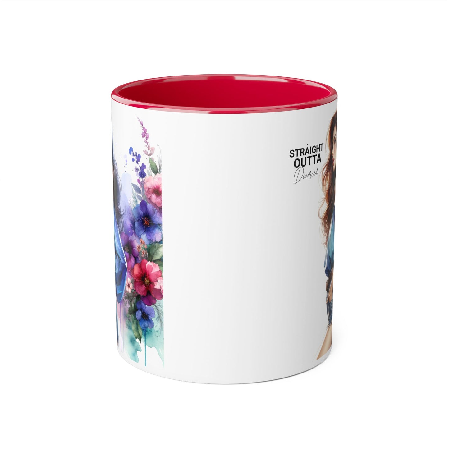 Straight Outta Divorced Humoristic Artistic Accent Mug, Personalized Gift for Coffee Lovers, Floral Design Mug, Straight Outta Mug, Creative Kitchenware, Unique Home Decor