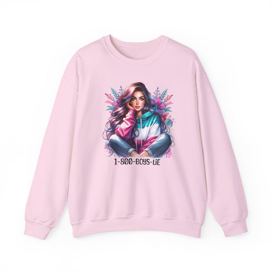 Chic Graphic Crewneck Sweatshirt - 1-800-BOYS-LIE, Cozy Sweatshirt, Fashion Sweatshirt, Casual Wear, Unique Gift, Trendy Outfit