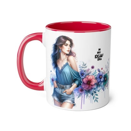 Chic IDGAF Accent Mug, Floral Art, Gift for Her, Coffee Lover, Unique Decor, Trendy Mug, Self-Care Gift