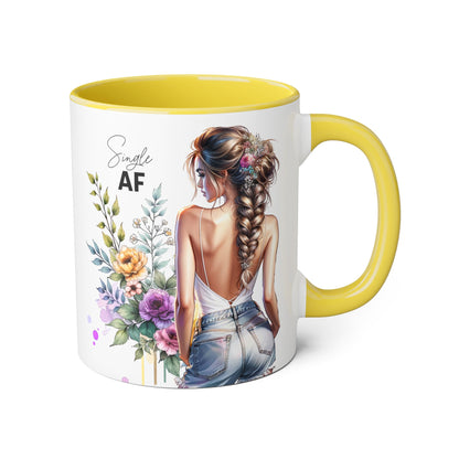 Single AF Chic Floral Accent Mug for Single Ladies | Perfect Gift for Birthdays, Weddings, or Just Because