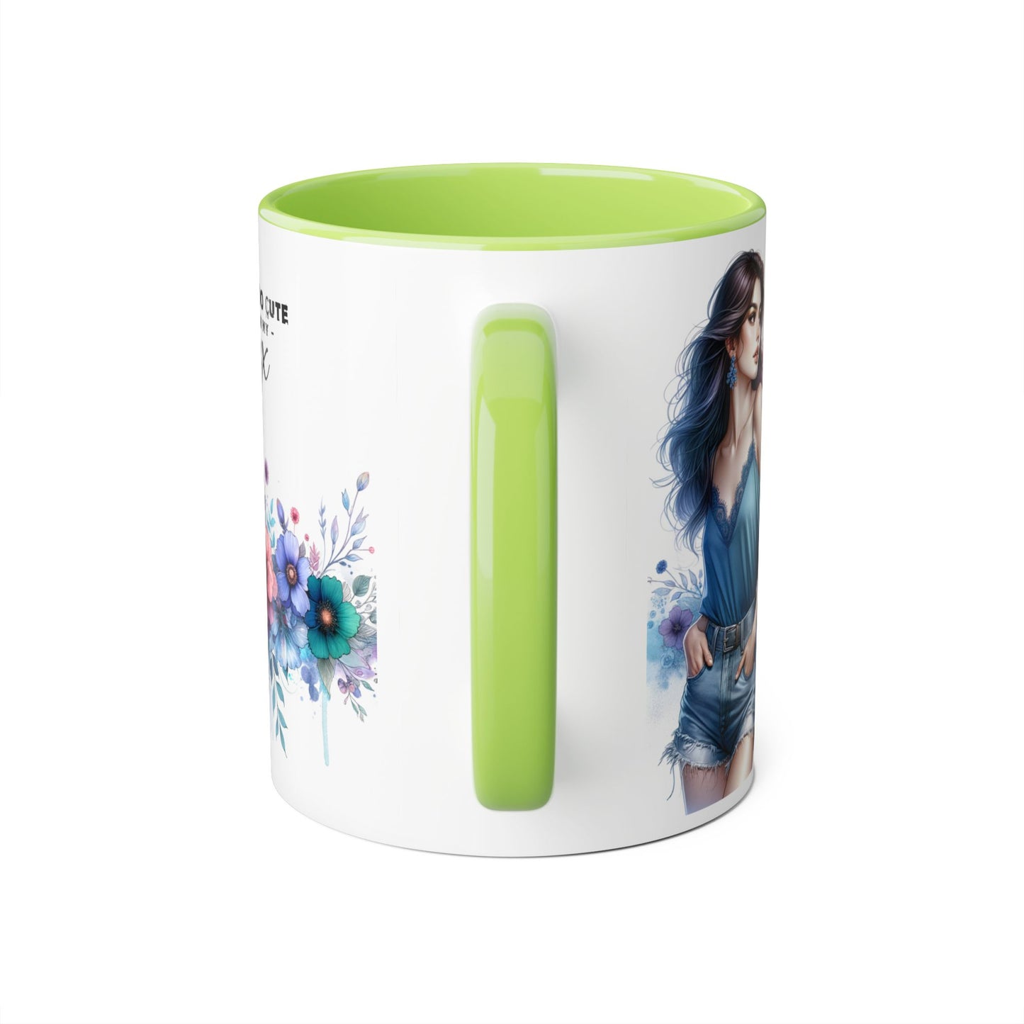 I'm Too Cute For My Ex  Mug - 11oz Accent Tumbler, Quirky Gift, Coffee Lover Accessories, Birthday Present, Floral Design