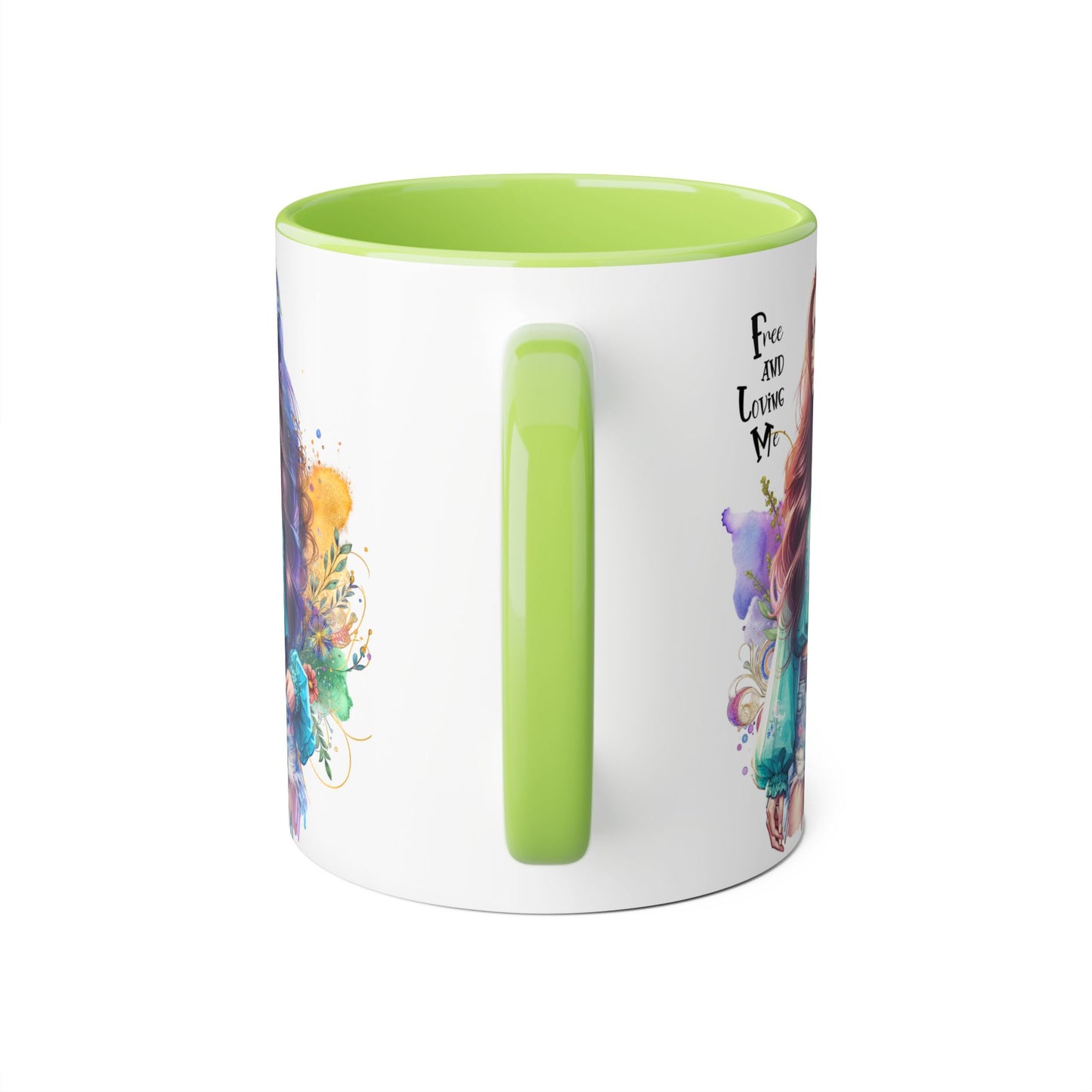 Free and Loving Me Bohemian Accent Mug with Inspirational Quote, Free and Love Me, Unique Gift for Coffee Lovers, Artistic Mugs for Women, Colorful Drinkware