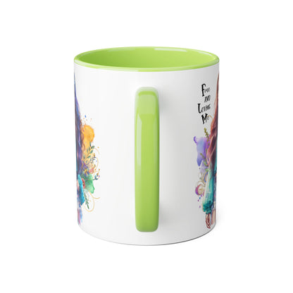 Free and Loving Me Bohemian Accent Mug with Inspirational Quote, Free and Love Me, Unique Gift for Coffee Lovers, Artistic Mugs for Women, Colorful Drinkware