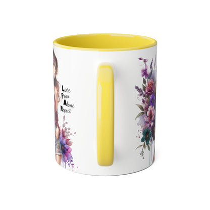 Bohemian Floral Accent Mug | Love Pain Alone Repeat Gift for Her, Inspirational Coffee Cup, Unique Home Decor, Art Mug