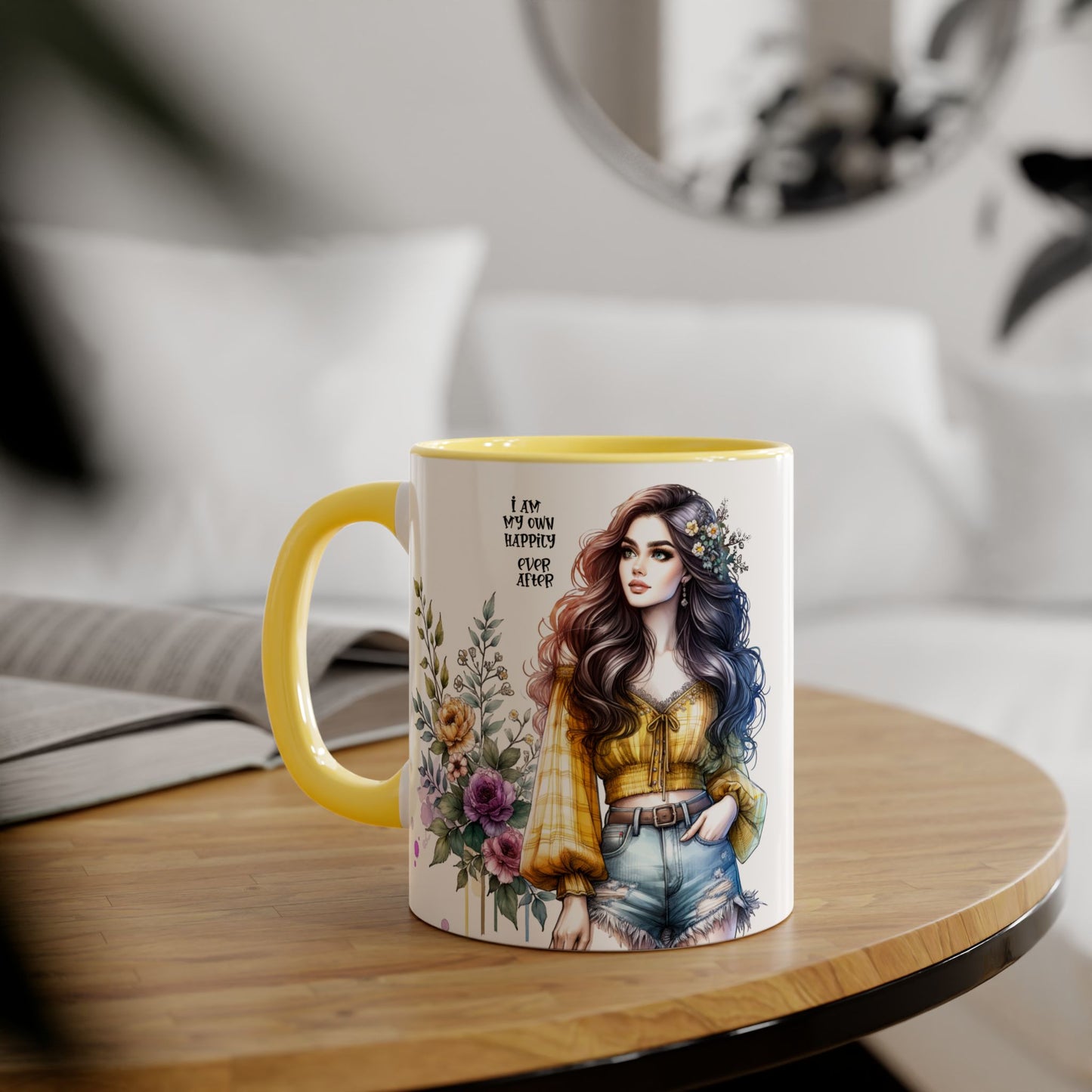 Inspirational Floral Accent Mug - 11oz, 'I Am My Own Happily Ever After '