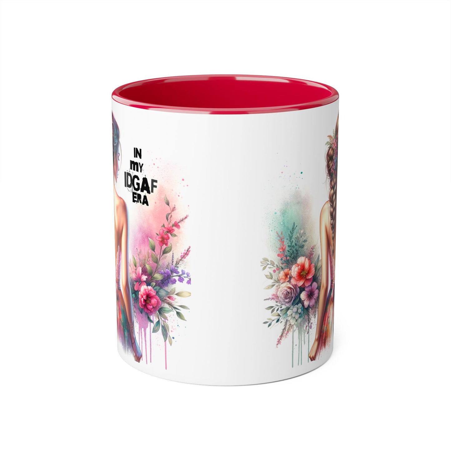 Bold IDGAF Era Accent Mug, Coffee Cup for Strong Women, Gift for Her, Floral Art Mug, Motivational Drinkware