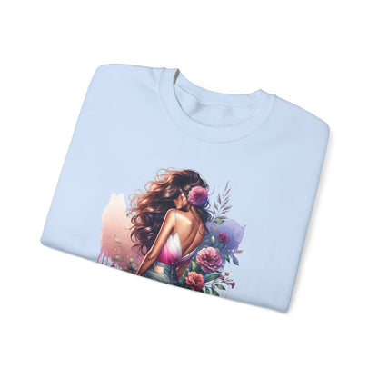 1-800-Boys-Lie Boss Babe Floral Sweatshirt | Unisex Comfortable Crewneck, Trendy Gift for Her, Affirmation Clothing, Cozy Fashion