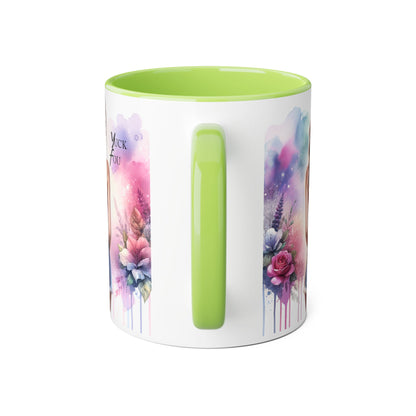 Colorful Floral Accent Mug |  Yuck Fou  Coffee Cup | Unique Gift for Her, Inspirational Drinkware, Fun Tea Mug, Motivational Gift