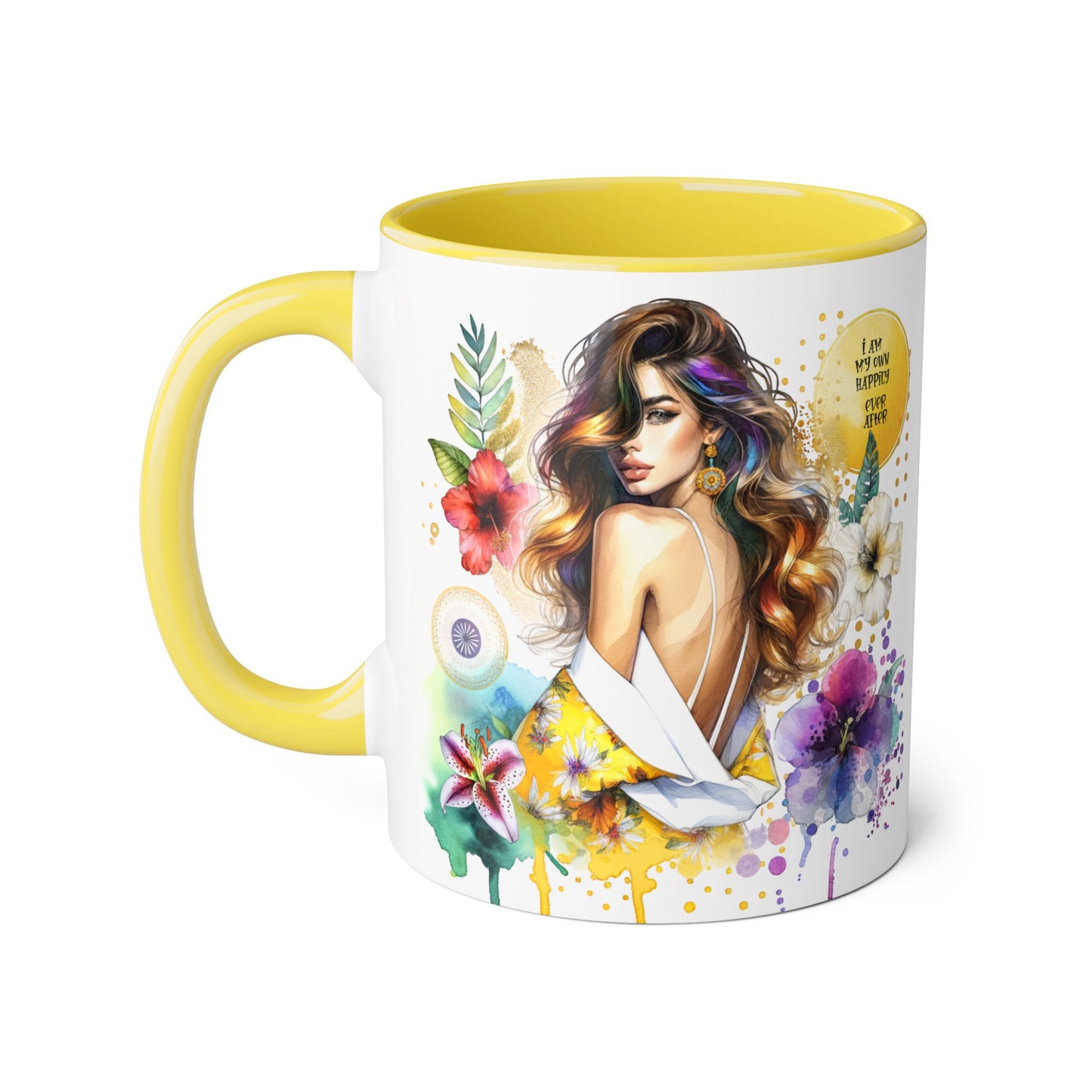 I Am My Own Happily Ever After Inspirational Floral Accent Mug - 11oz Motivational Coffee Cup for Women