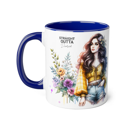 Straight Outta Divorced Humoristic Stylish Floral Accent Mug, Perfect for Coffee Lovers, Gift for Her, Home Decor, Mother's Day, Birthday, Everyday Use