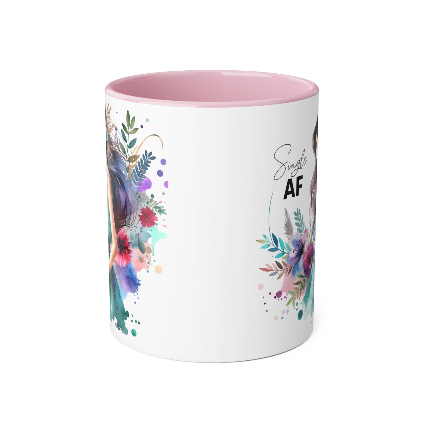 Single AF Floral Accent Mug - Perfect Gift for Singles, Coffee Lovers, Birthday, Self-Care, Galentine's Day