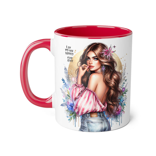 I Am My Own Happily Ever After Boho Chic Accent Mug with Inspirational Quote, Gifts for Her, Self-Love Decor, Coffee Mug for Everyday Use, Unique Art Mug