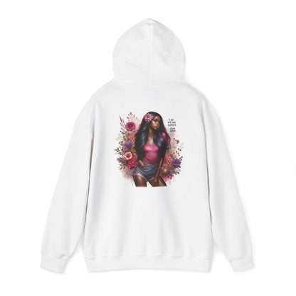 I Am My Own Happily Ever After Floral Self-Love Hooded Sweatshirt | Cozy Unisex Sweatshirt for Self-Care, Perfect for Gifts, Relaxation, and Everyday Wear