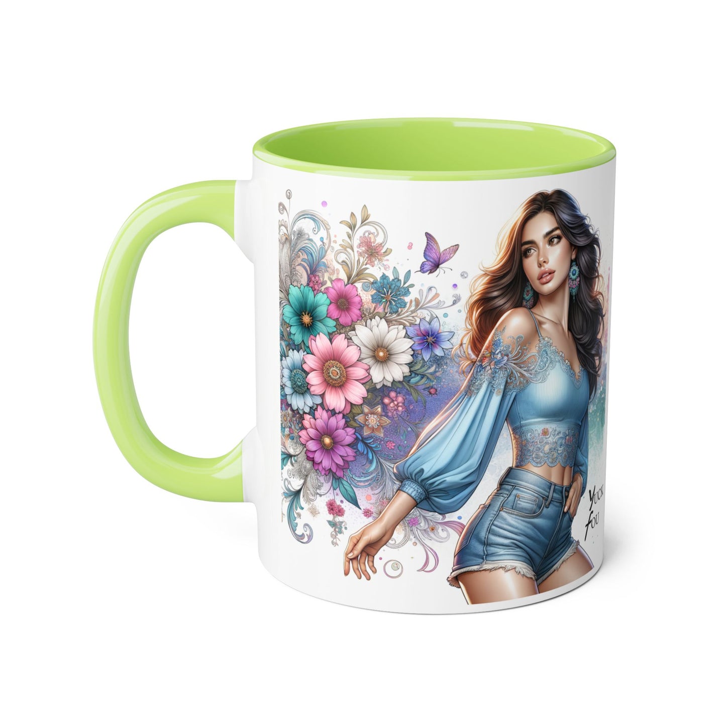 Yuck Fou Artistic Accent Mug, Floral Coffee Cup, Unique Gift for Her, Decorative Drinkware, Birthday Present, Home Décor