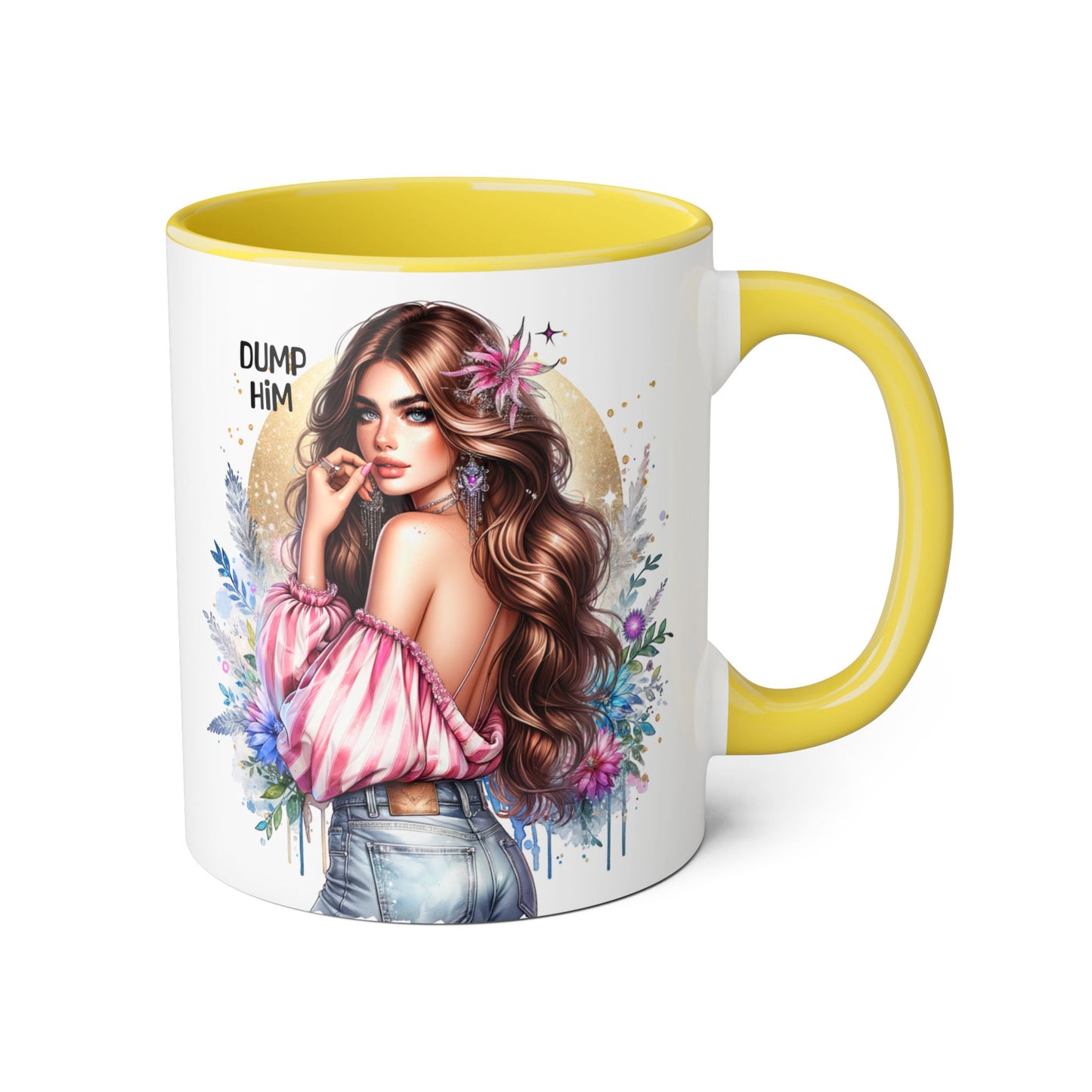Dump Him Accent Mug, Coffee Cup for Empowering Women, Fun Gift for Friends, Inspirational Drinkware, Birthday, Self-care