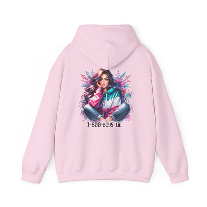1-800-Boys-Lie Colorful Graphic Hoodie for Women, Cozy Unisex Sweatshirt, Trendy Streetwear, Perfect Gift for Any Occasion