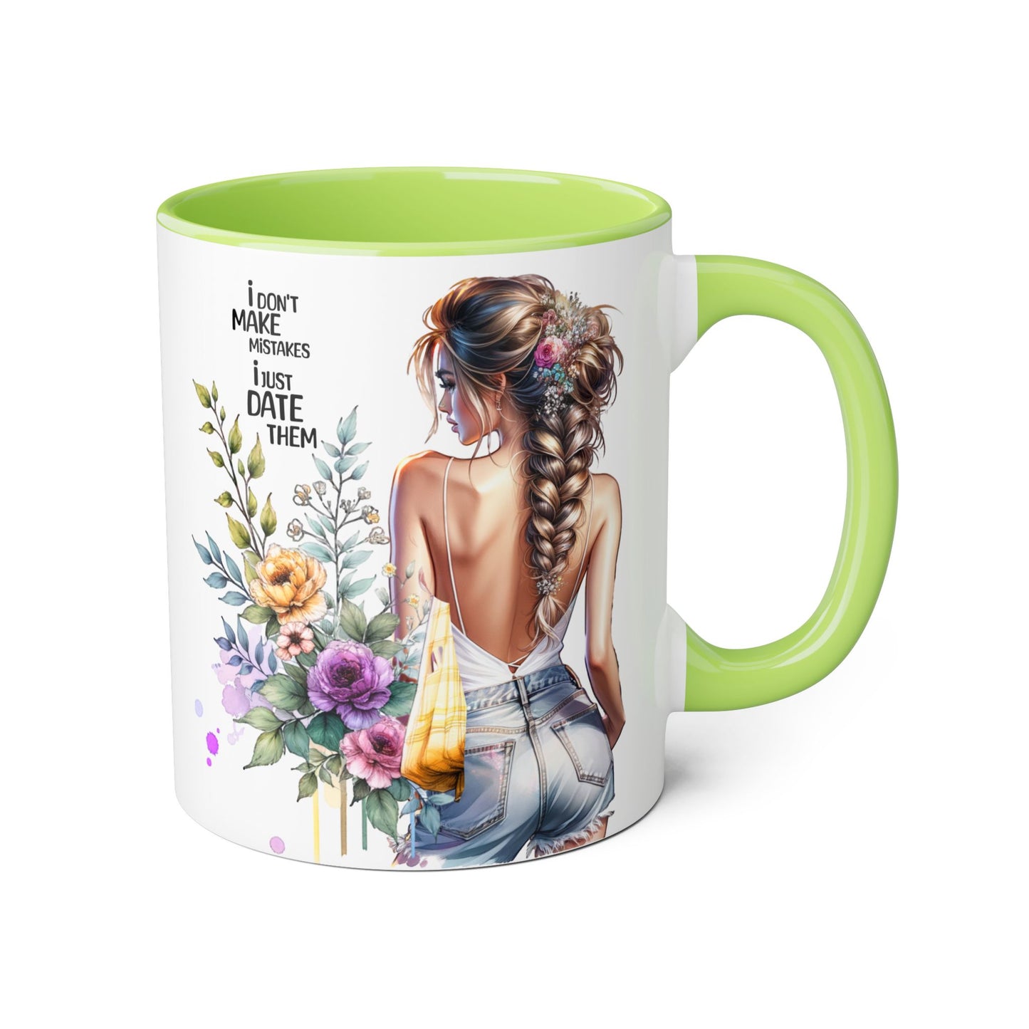 I Don't Make Mistakes, I Date Them Chic Floral Accent Mug for Her, Coffee Lover Gift, Fun Quote Mug, Stylish Kitchen Decor, Best Friend Gift