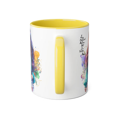 I Was Married Before But I'm Better Now Bohemian Floral Accent Mug, Inspirational Coffee Cup, Gift for Friends, Encouraging Quote, Perfect for Her, Art Lover's Mug