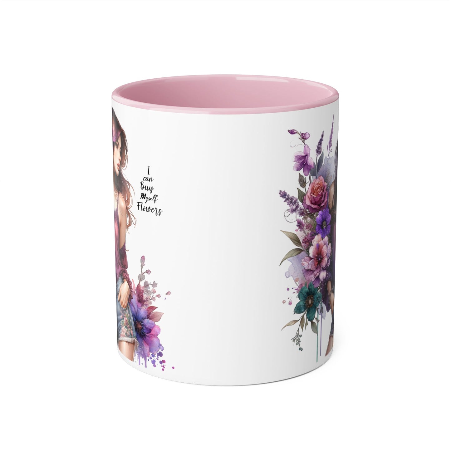 I Can Buy Myself Flowers Floral Art Accent Mug, 11oz Coffee Cup for Flower Lovers, Gift for Her, Boho Kitchen Decor, Unique Art Mug