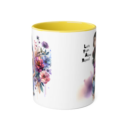 Floral Accent Mug, Personalized Coffee Cup, Artistic Drinkware, Unique Gift for Her, Women's Day Present, Home Decor