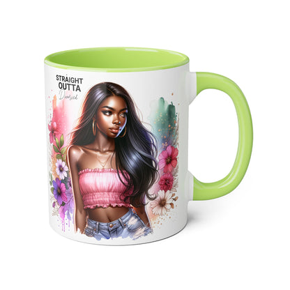 Straight Outta Divorced Humoristic Vibrant Accent Mugs, Gift for Her, Motivational Coffee Mug, Floral Design Mug, Unique Art Mug, Birthday Gift Idea, Home Decor