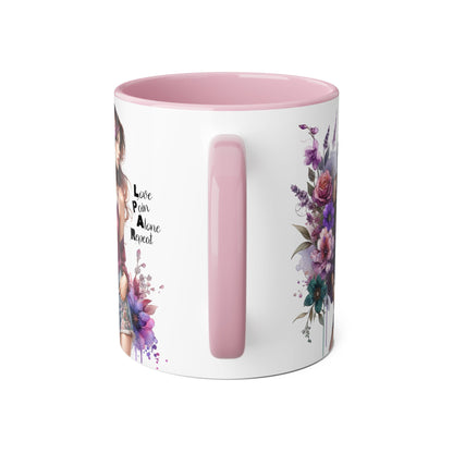 Bohemian Floral Accent Mug | Love Pain Alone Repeat Gift for Her, Inspirational Coffee Cup, Unique Home Decor, Art Mug