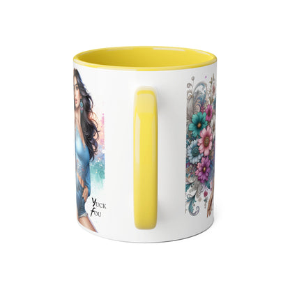 Yuck Fou Artistic Accent Mug, Floral Coffee Cup, Unique Gift for Her, Decorative Drinkware, Birthday Present, Home Décor