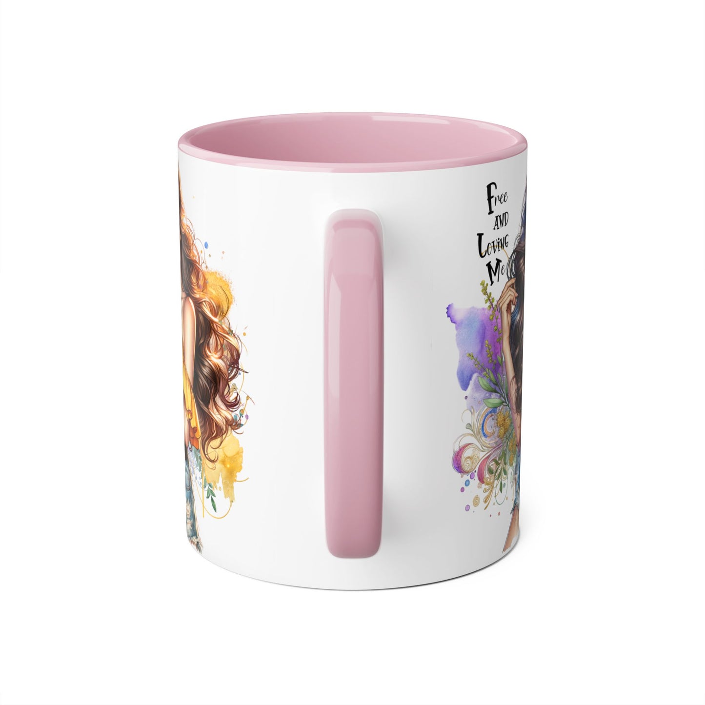 Free Spirit Accent Mug, Boho Coffee Cup, Inspirational Gift, Art Lover's Mug, Unique Home Decor, Stylish Drinkware