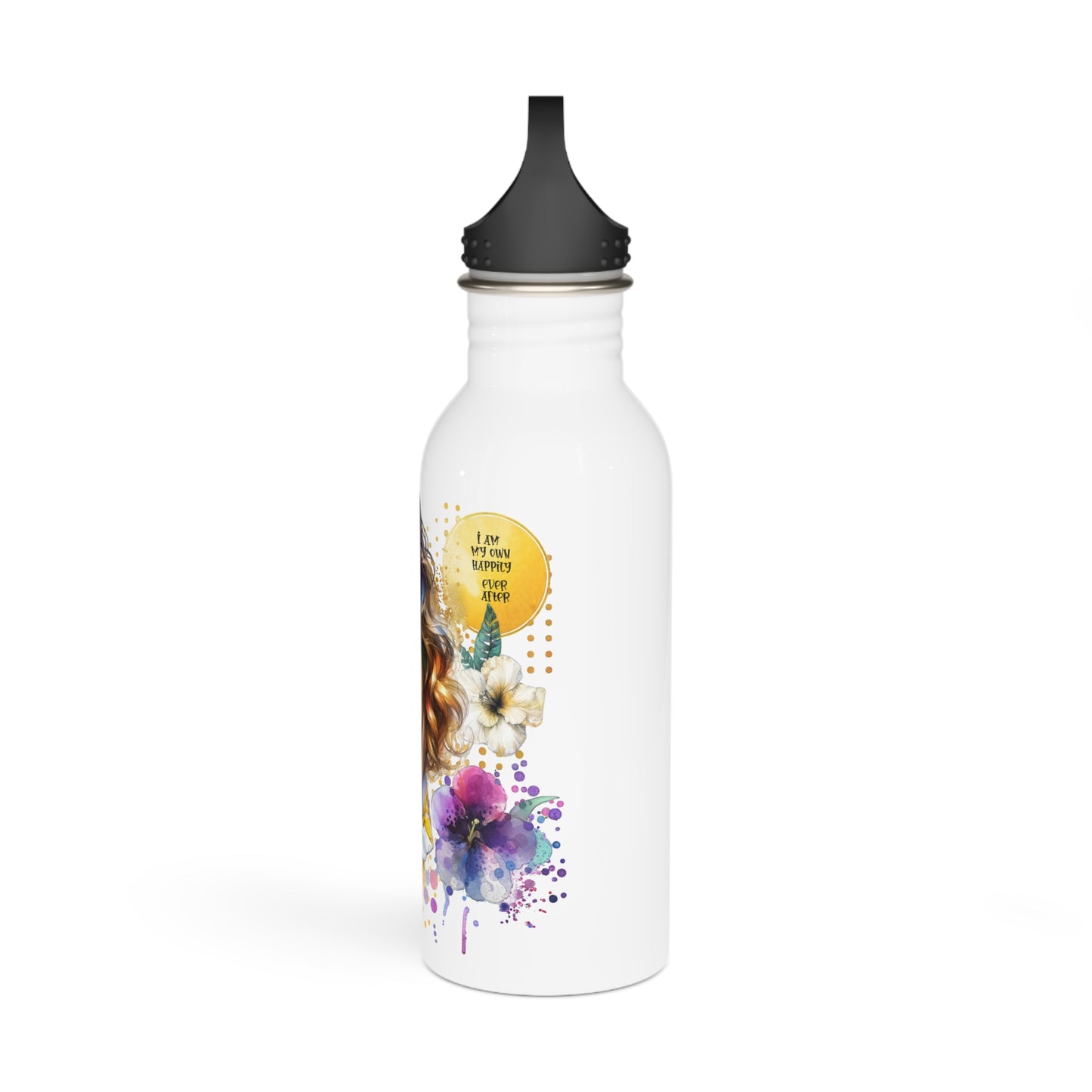 I Am My Own Happily Ever After Artistic Floral Stainless Steel Water Bottle - Stylish Design for Eco-conscious Travelers
