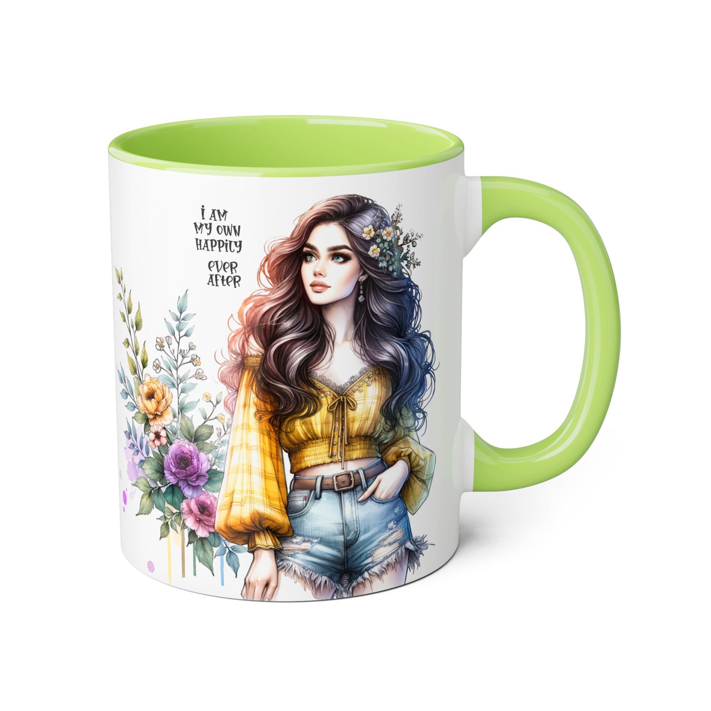 Inspirational Floral Accent Mug - 11oz, 'I Am My Own Happily Ever After '