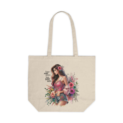 I Don`t Make Mistakes, I Just Date Them Stylish Canvas Shopping Tote with Floral Design | Perfect for Everyday Use, Market Trips, Beach Days, Gifts