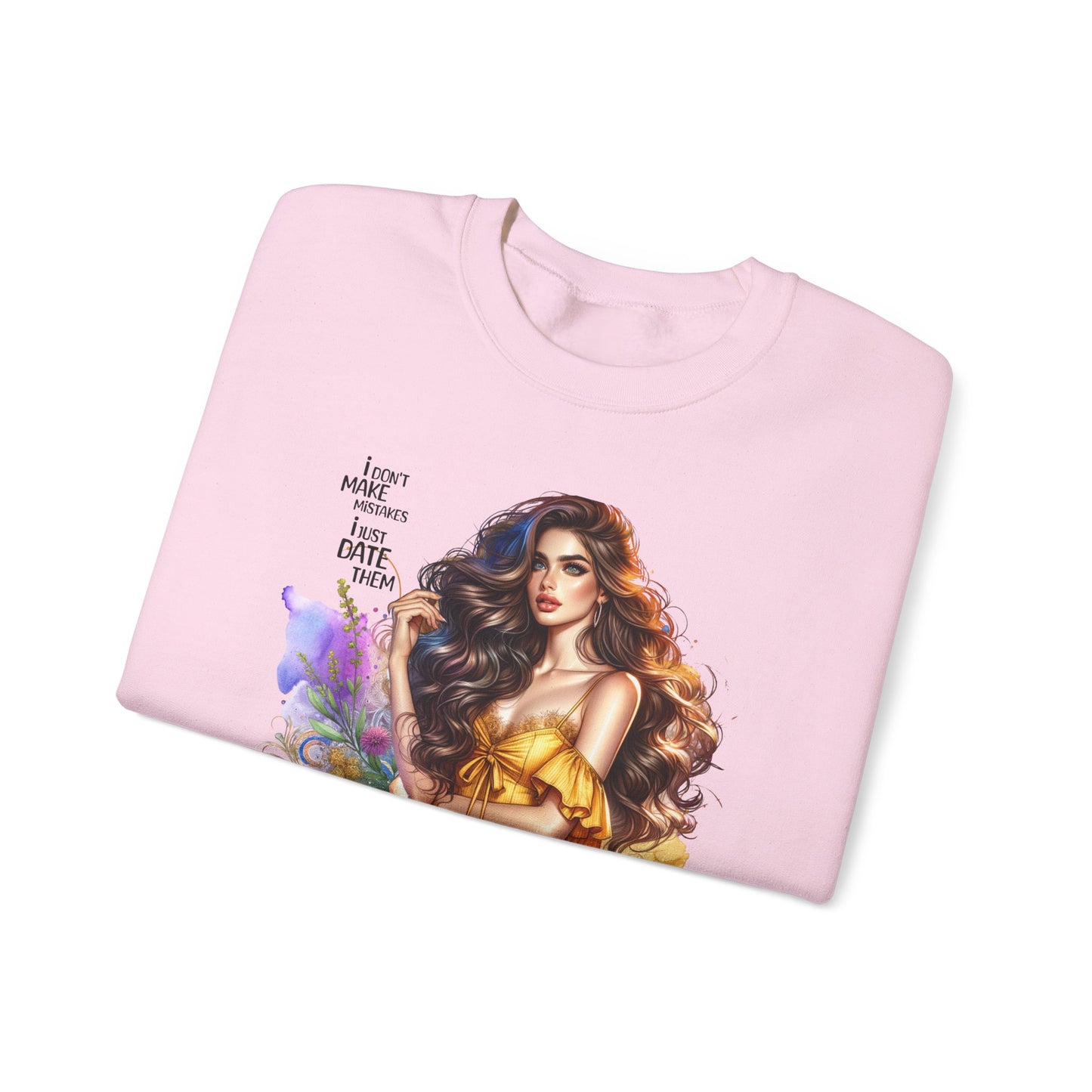 I Don`t  Make Mistakes, I Just Date Them Artistic Crewneck Sweatshirt - Perfect for Casual Outings, Gifts, Festivities, and Everyday Comfort, Featuring Colorful Designs