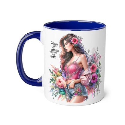 Money Can't Buy Happiness But It Can Buy Divorce Humoristic Floral Inspirational Mug, Gift for Friends, Coffee Cup, Tea Lover, Flower Design, Motivational Quote, Birthday Gift