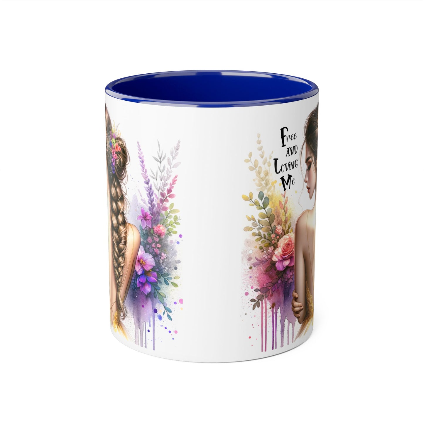 Bohemian Inspirational Mug, Free and Loving Me Coffee Cup, Unique Gift for Her, Floral Design, Tea Lover's Mug, Vintage Style Drinkware