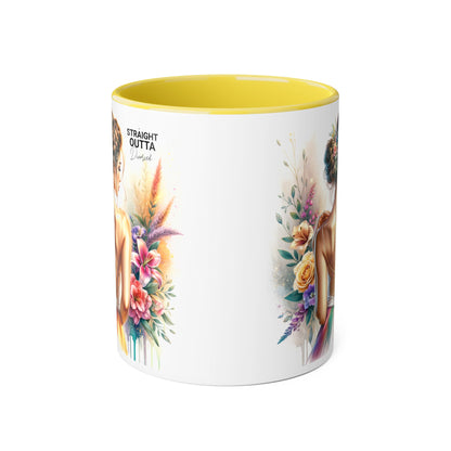 Straight Outta Divorced Humoristic Artistic Accent Mugs, 11oz | Botanical Floral Designs | Perfect Gift for Art Lovers, Home Decor, Birthday, Coffee Enthusiasts, Tea Lovers