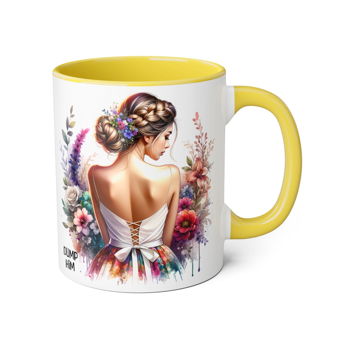 Floral Dump Him Mug, Cute Coffee Cup, Gift for Friends, Unique Kitchen Decor, Relationship Humor, Coffee Lover