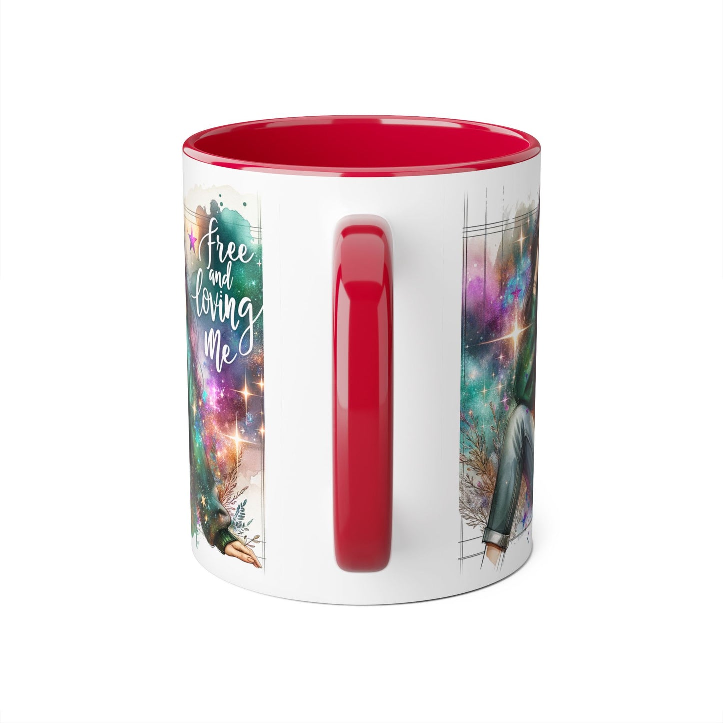 Mystical Art Accent Mug - Free and Loving Me, Unique Gift, Coffee Lover, Inspirational Decor, Fantasy Themed