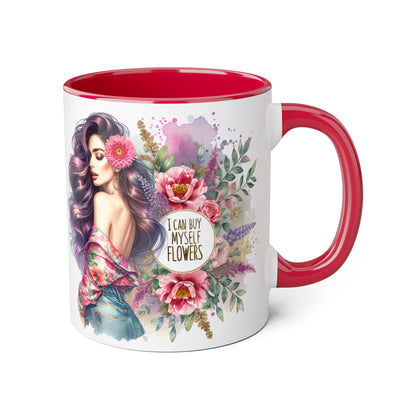 I Can Buy Myself Flowers Floral Inspiration Mug, Unique Gift for Her, Coffee Cup, Self-Care Item, Beautiful Floral Design