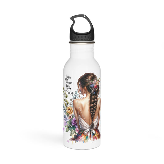 I Don't Make Mistakes, I Date Them Floral Motivational Water Bottle, Inspirational Stainless Steel Bottle, Eco-Friendly Hydration, Gift for Her, Fitness and Yoga Accessory