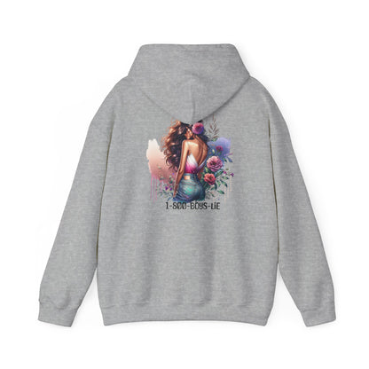 1-800-Boys-Lie Beautiful Floral Mermaid Hoodie - Unisex Heavy Blend™, Perfect for Cozy Days, Gifts, Beach Lovers, Everyday Wear