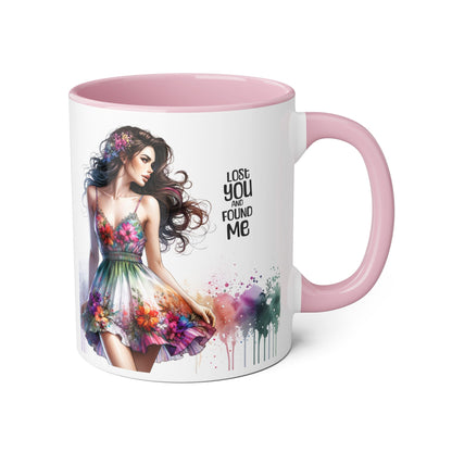 Lost You and Found Me Floral Dreamer Accent Mug | Colorful Coffee Cup | Inspirational Gift for Her | Artistic Drinkware | Perfect for Holidays & Celebrations