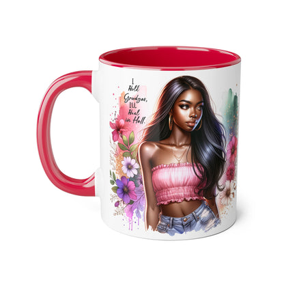 I Hold Grudges, I'll Heal in Hell Stylish Accent Mugs for Coffee Lovers, Floral Art, Gifts for Her, Unique Mug for Women, Home Decor, Birthday Present