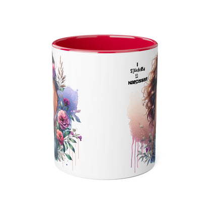 Artistic Floral Accent Mug, Boho Coffee Cup, Gift for Her, Self-Love Mug, Unique Drinkware, Narcissist Quote