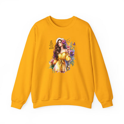 I Am My Own Happily Ever After  Floral Goddess Crewneck Sweatshirt - Boho Chic, Cozy Style, Perfect for Spring, Gift for Her, Casual Wear, Everyday Comfort