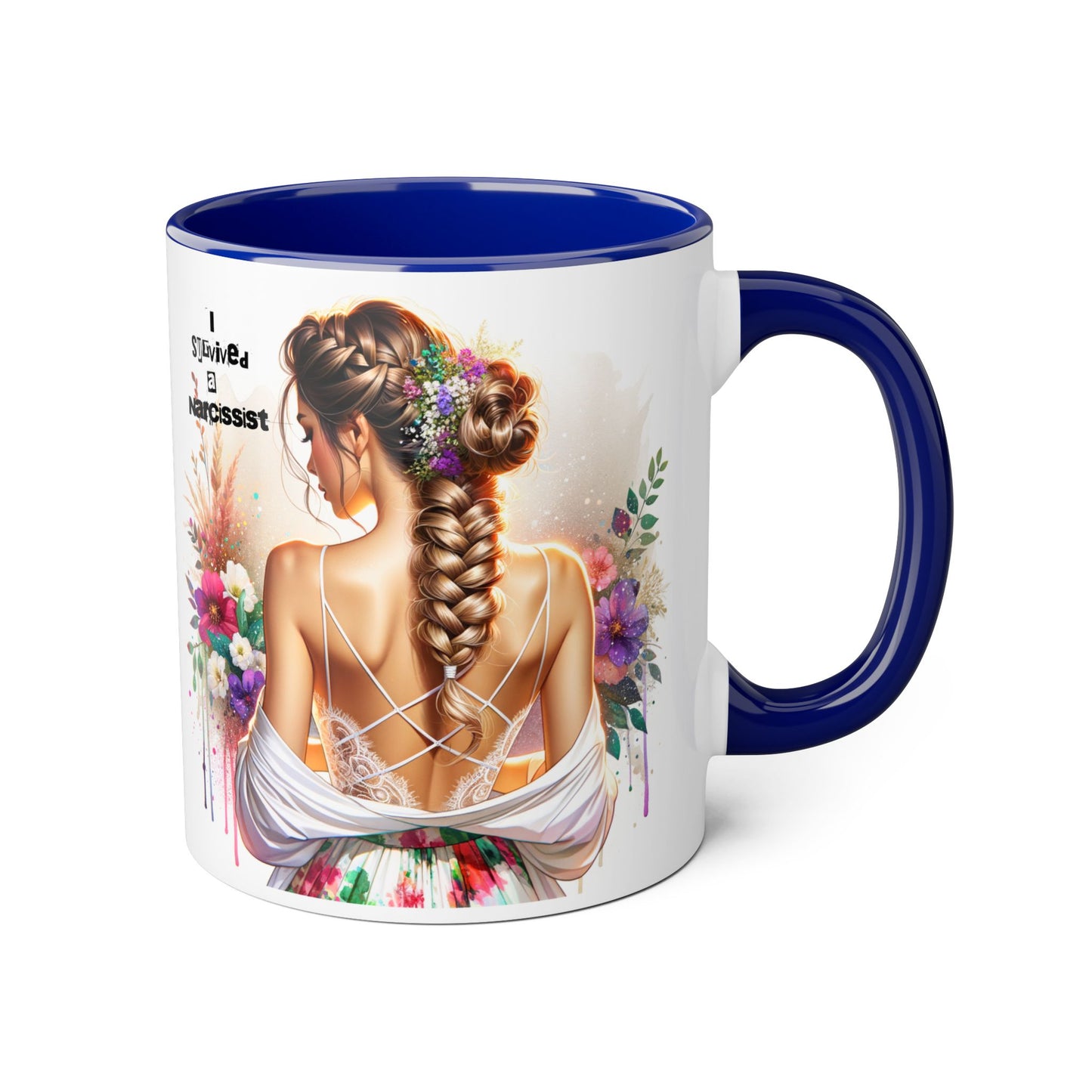 Narcissist Accent Mug, Coffee Cup for Self-Love, Gift for Her, Inspirational Mug, Floral Art Ceramic Mug