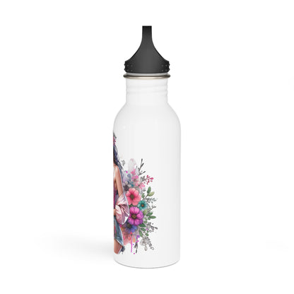 I Am My Own Happily Ever After Floral Art Stainless Steel Water Bottle - Inspirational Design for Stylish Hydration