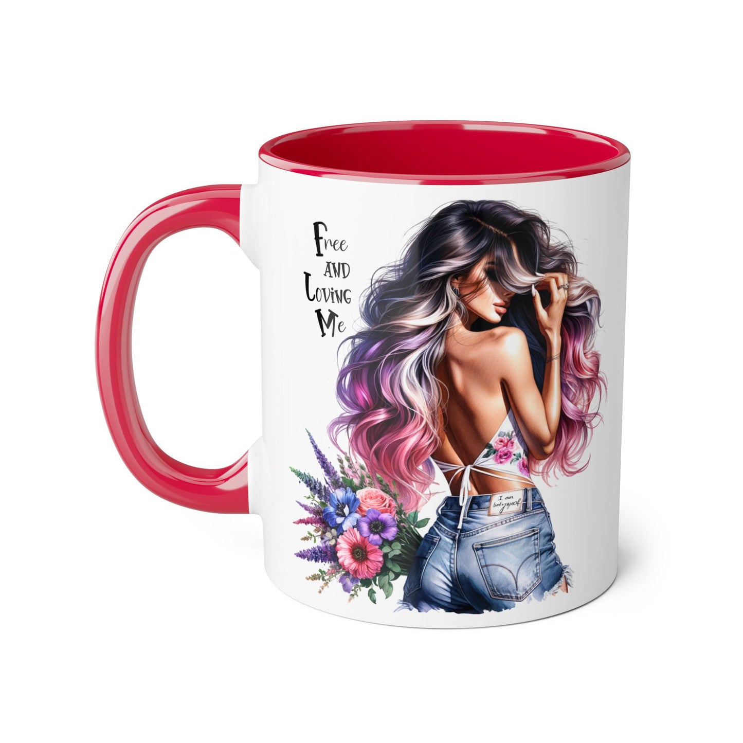 Free and Loving Me Bohemian Accent Mug | Free and Living Me | Floral Art Coffee Cup | Gift for Her | Inspirational Drinkware