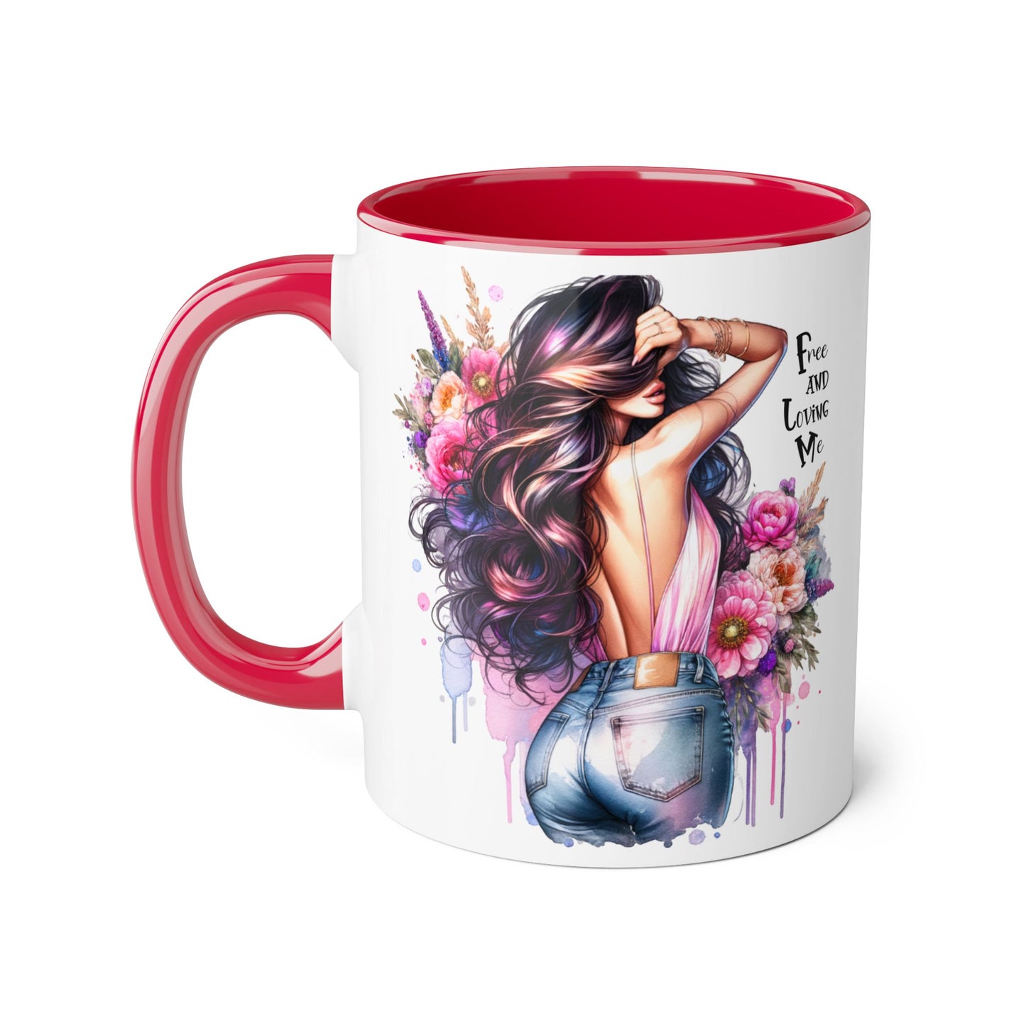 Boho Floral Accent Mug, Empowering Coffee Cup, Gift for Friends, Home Decor, Art Lover's Mug