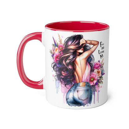 Boho Floral Accent Mug, Empowering Coffee Cup, Gift for Friends, Home Decor, Art Lover's Mug